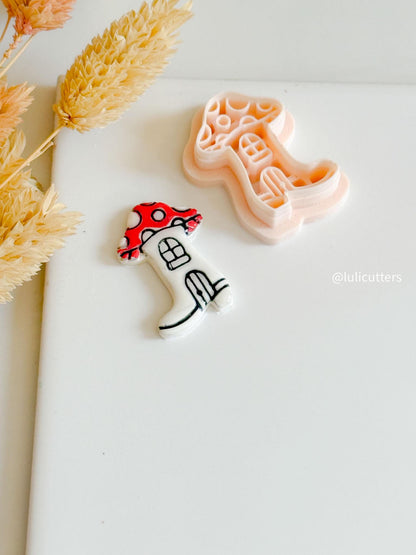 Mushroom Boot House Clay Cutter: Fairycore Polymer Clay Mold