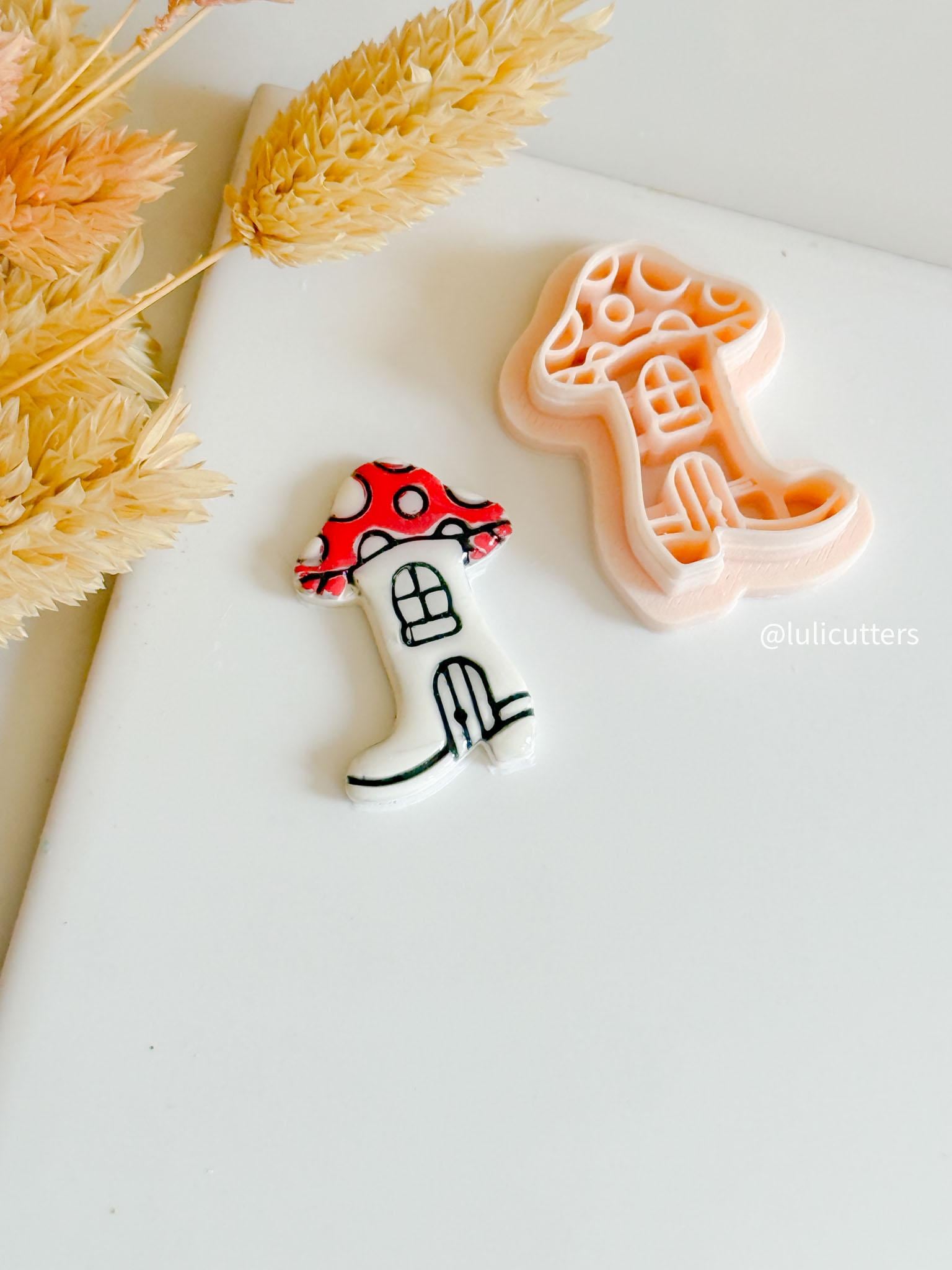 Mushroom Boot House Clay Cutter: Fairycore Polymer Clay Mold