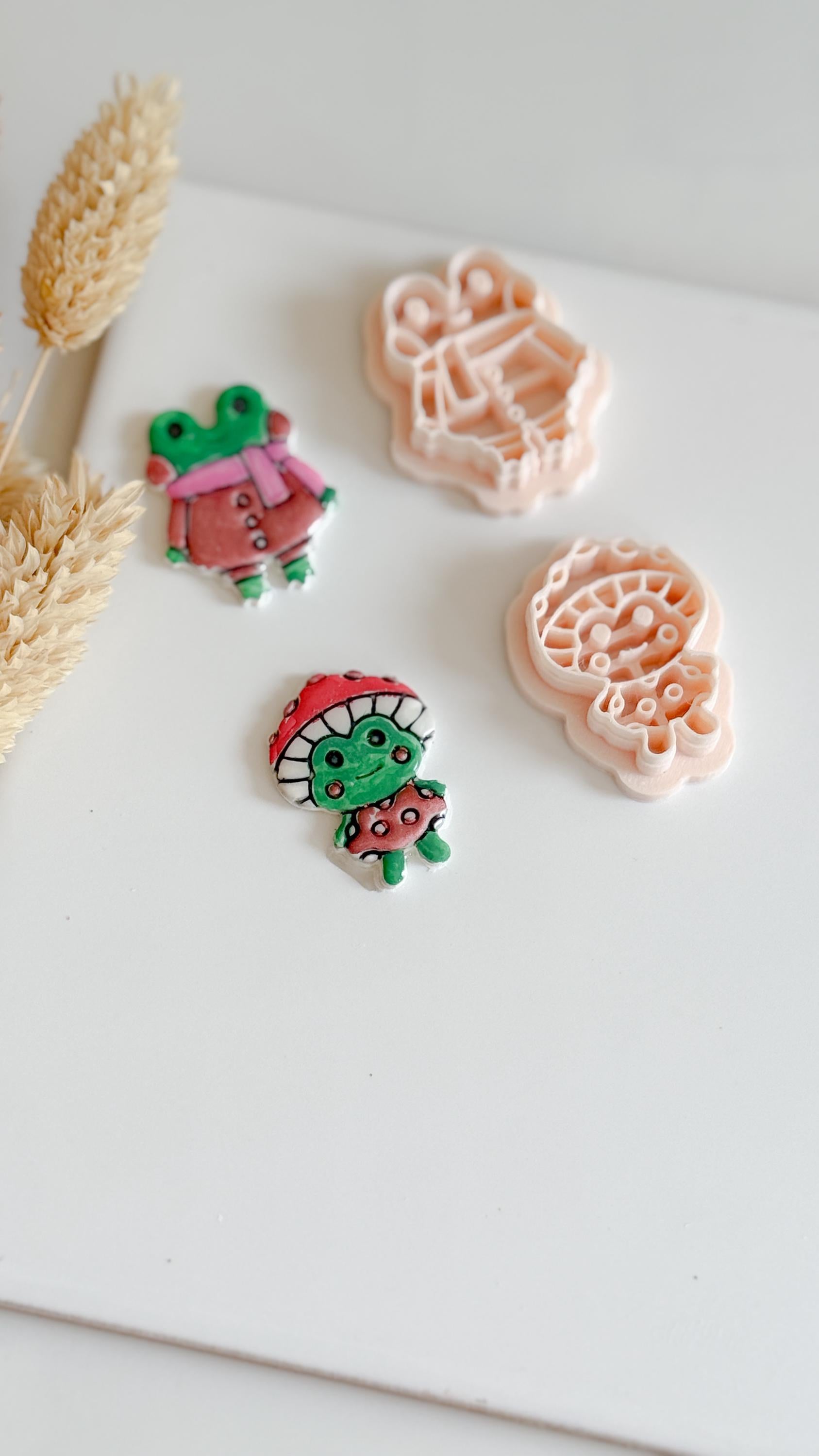 Frog Clay Cutter Set: Whimsical Polymer Clay Earrings, Charms, Jewelry