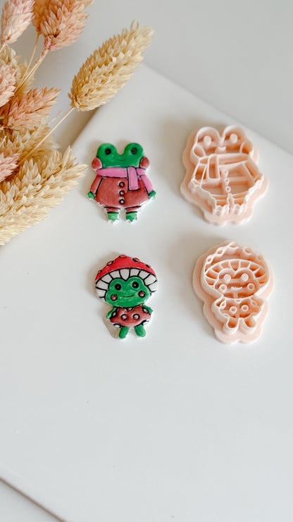 Frog Clay Cutter Set: Whimsical Polymer Clay Earrings, Charms, Jewelry