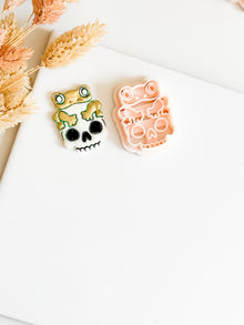 Frog on Skull Clay Cutter: Halloween Polymer Clay Jewelry