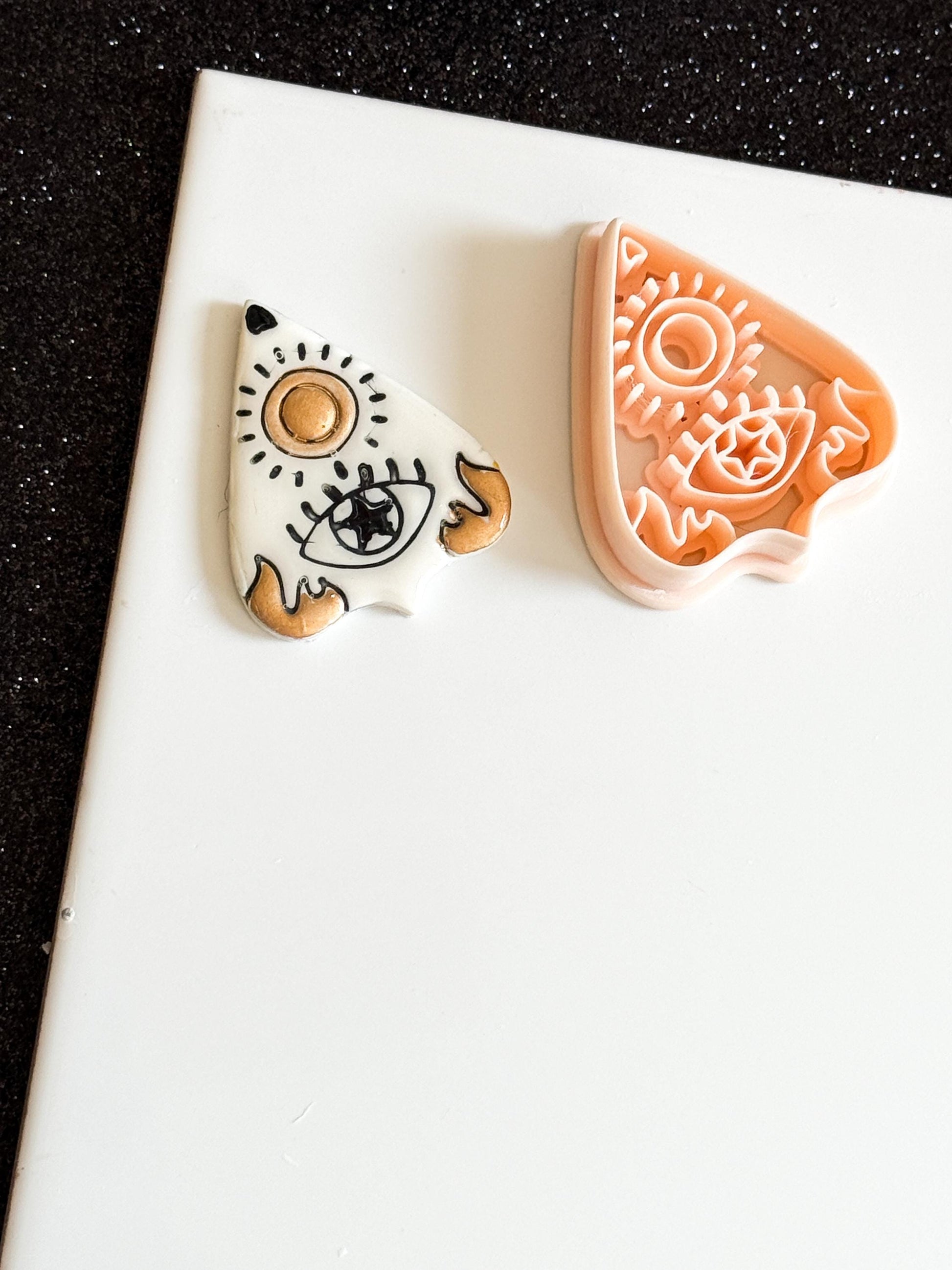 Ouija Planchette Clay Cutter: Sun, Moon & Star Imprint - Celestial Jewelry Tool