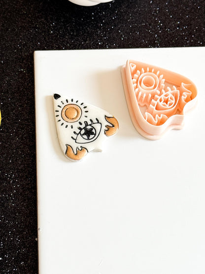 Ouija Planchette Clay Cutter: Sun, Moon & Star Imprint - Celestial Jewelry Tool
