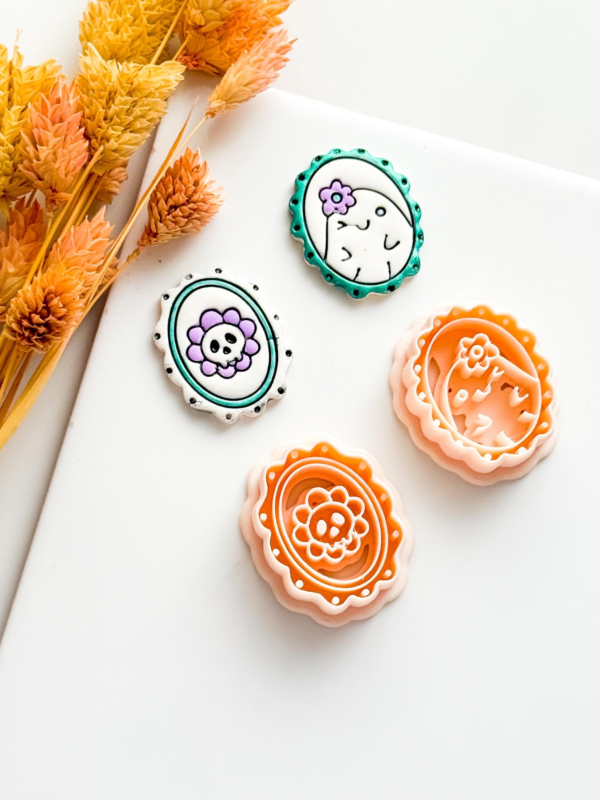 Skull or Ghost Clay Cutter: Scalloped Frame Polymer Clay Jewelry Tool