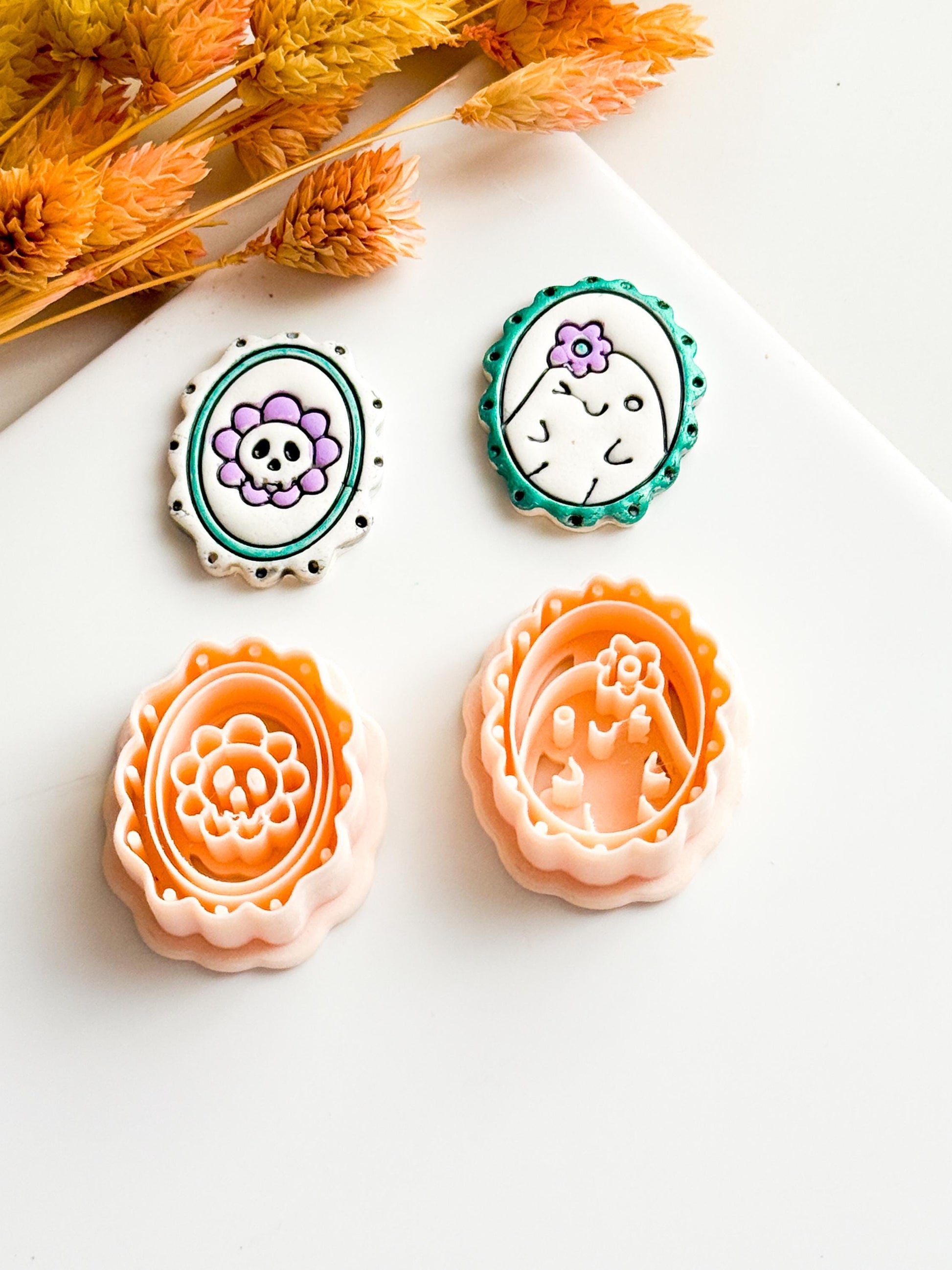 Skull or Ghost Clay Cutter: Scalloped Frame Polymer Clay Jewelry Tool