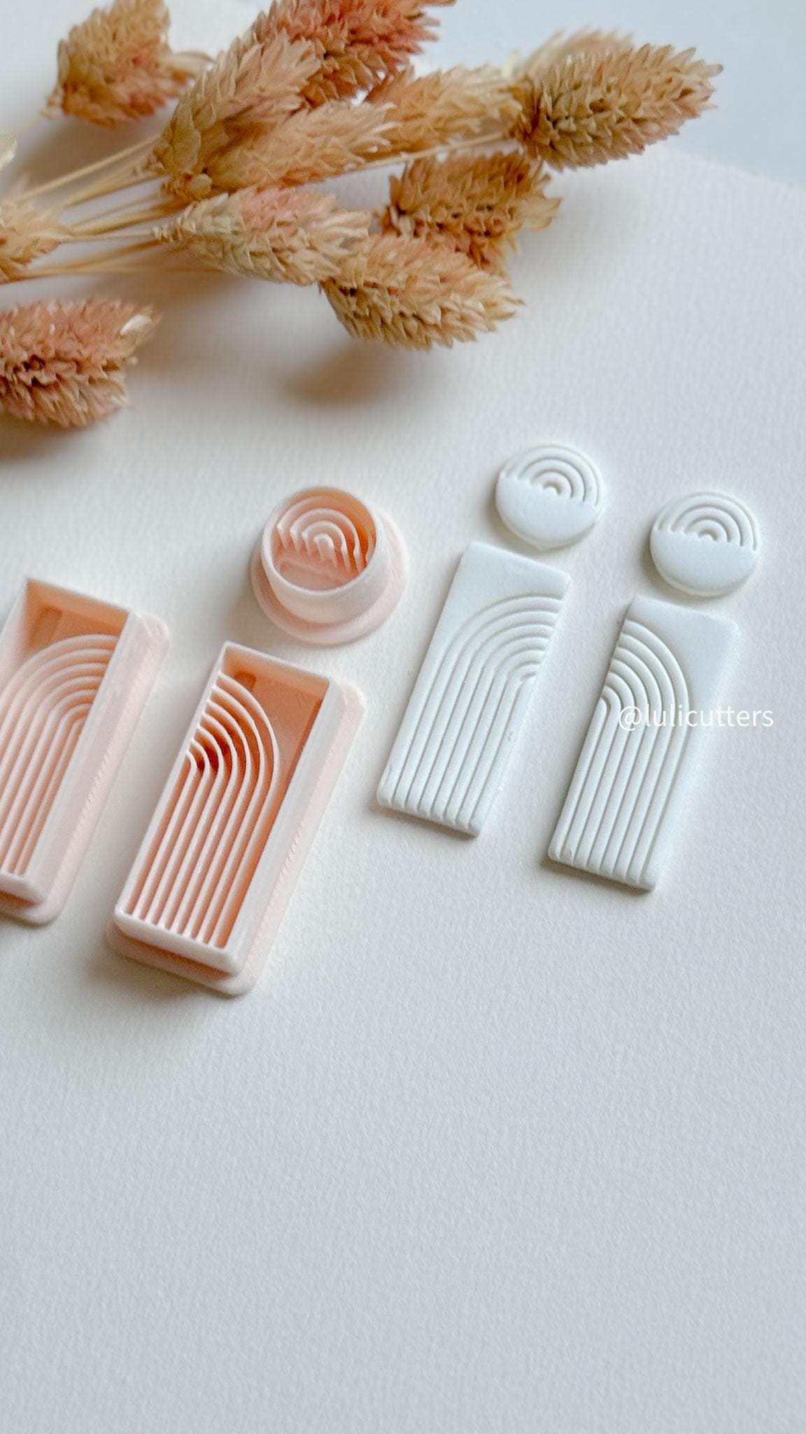 Lined Arch Clay Earring Cutter Set Includes Rectangle Base + Circle Topper