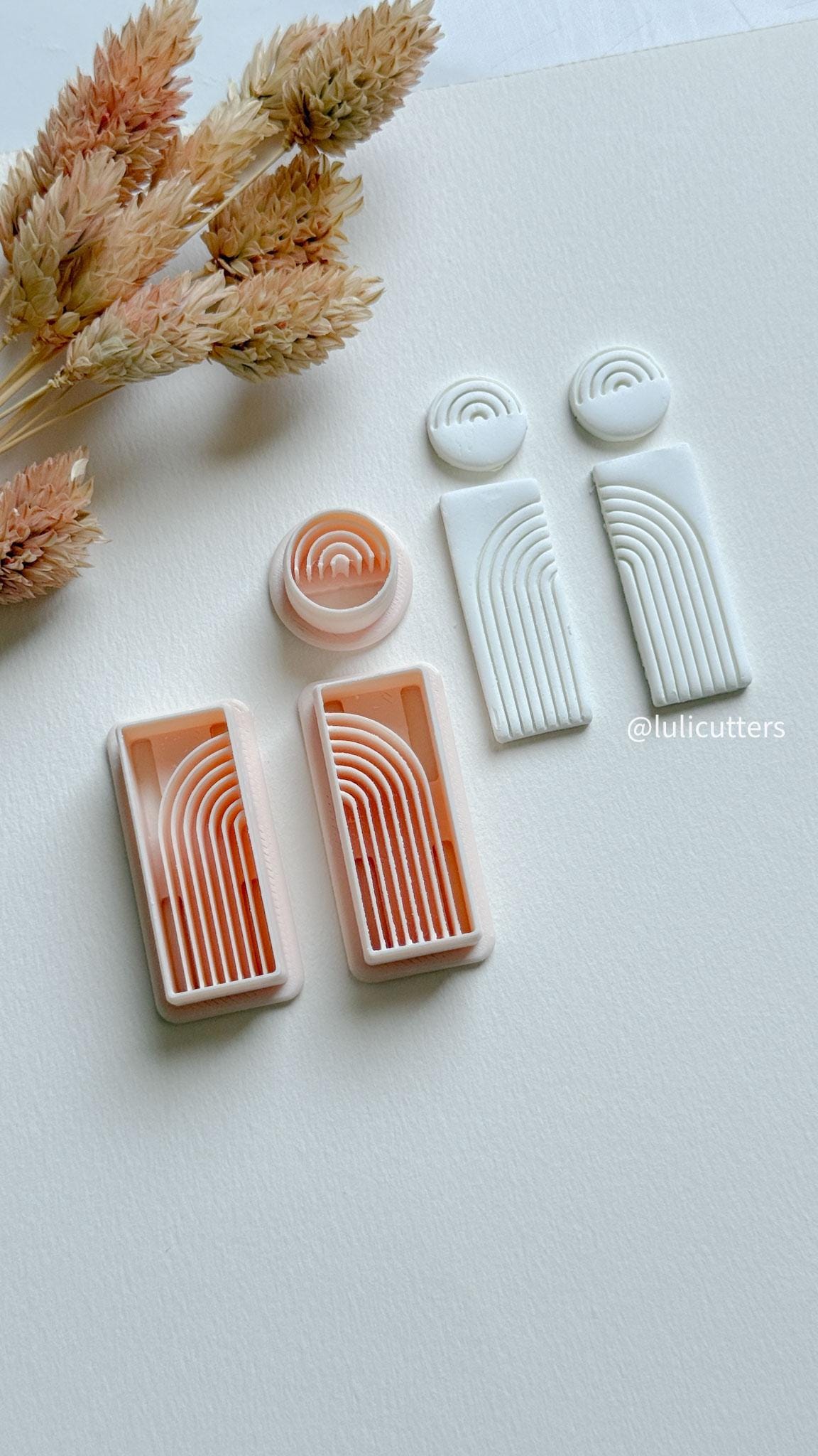 Lined Arch Clay Earring Cutter Set Includes Rectangle Base + Circle Topper