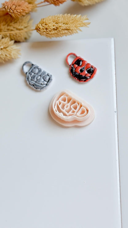 Jack-o'-Lantern Mug Clay Cutter Spooky Halloween Coffee Cup Mold for Polymer Clay Earrings & Charms