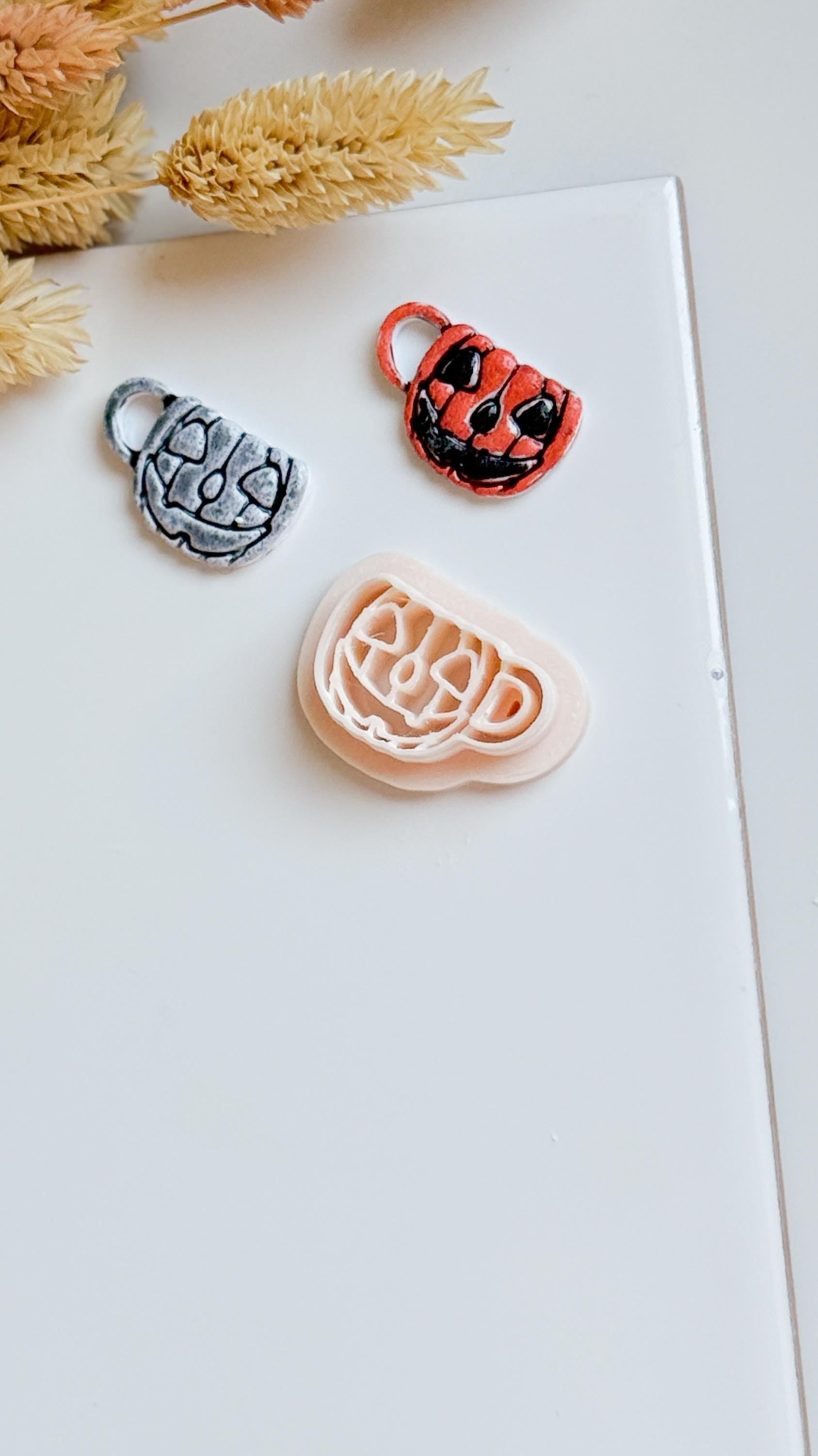 Jack-o'-Lantern Mug Clay Cutter Spooky Halloween Coffee Cup Mold for Polymer Clay Earrings & Charms