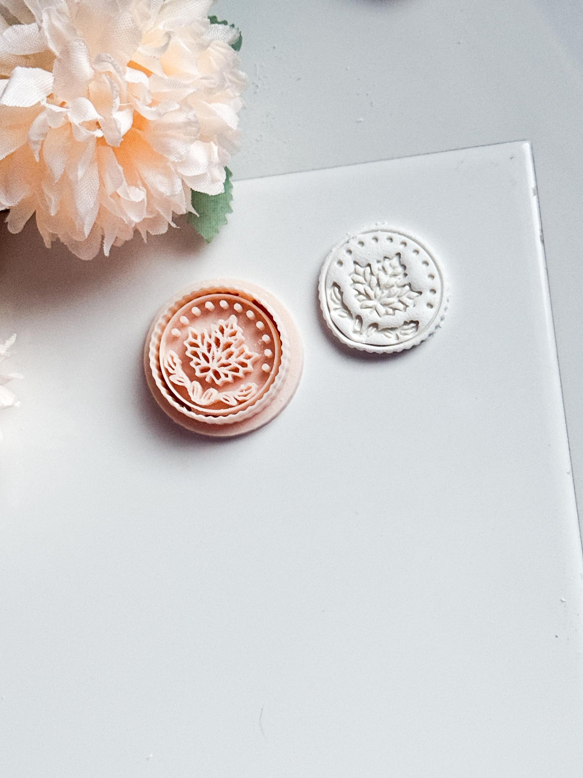 Maple Leaf Medallion Clay Cutter, Fall Earrings, Brooches Mold