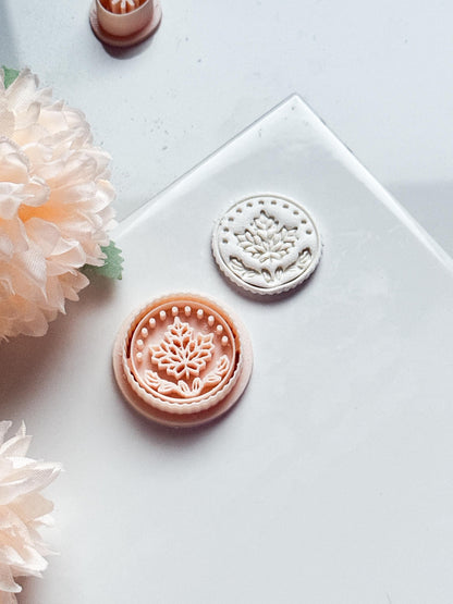 Maple Leaf Medallion Clay Cutter, Fall Earrings, Brooches Mold