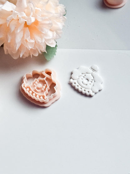 Kawaii Clown Face Clay Cutter, Circus Jewelry Mold