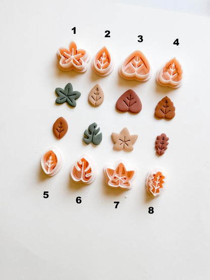Autumn Leaf Polymer Clay Cutter Set: 8 Fall Foliage Shapes