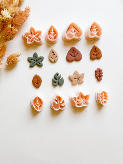 Autumn Leaf Polymer Clay Cutter Set: 8 Fall Foliage Shapes