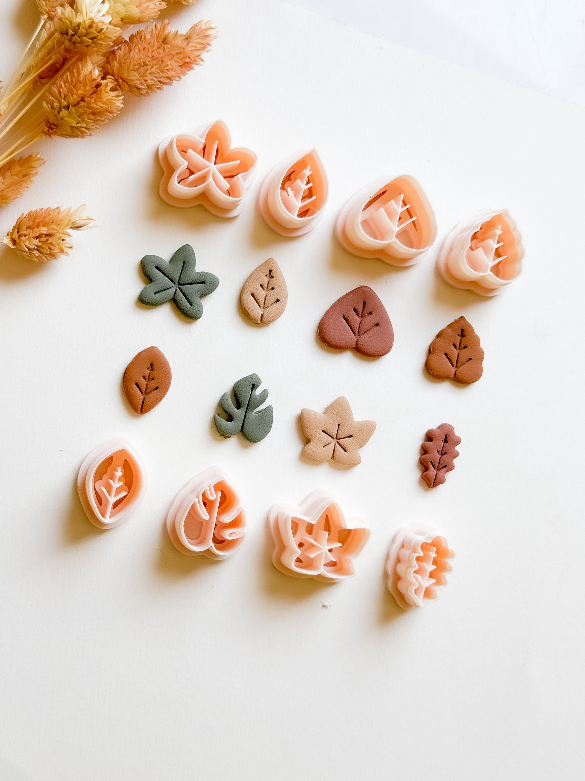 Autumn Leaf Polymer Clay Cutter Set: 8 Fall Foliage Shapes