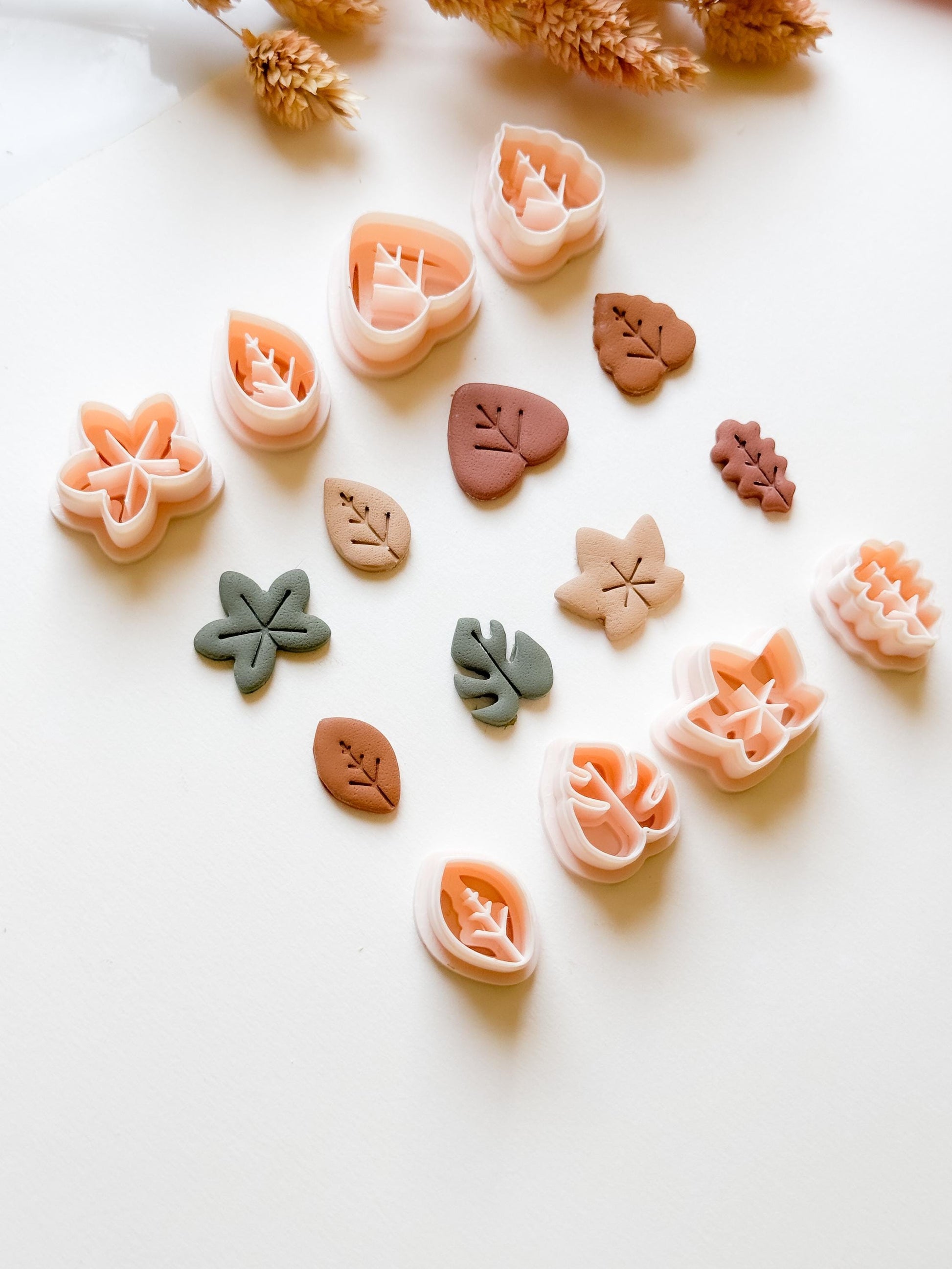 Autumn Leaf Polymer Clay Cutter Set: 8 Fall Foliage Shapes