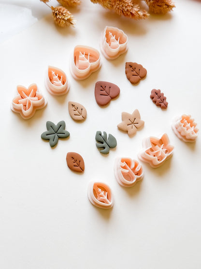 Autumn Leaf Polymer Clay Cutter Set: 8 Fall Foliage Shapes
