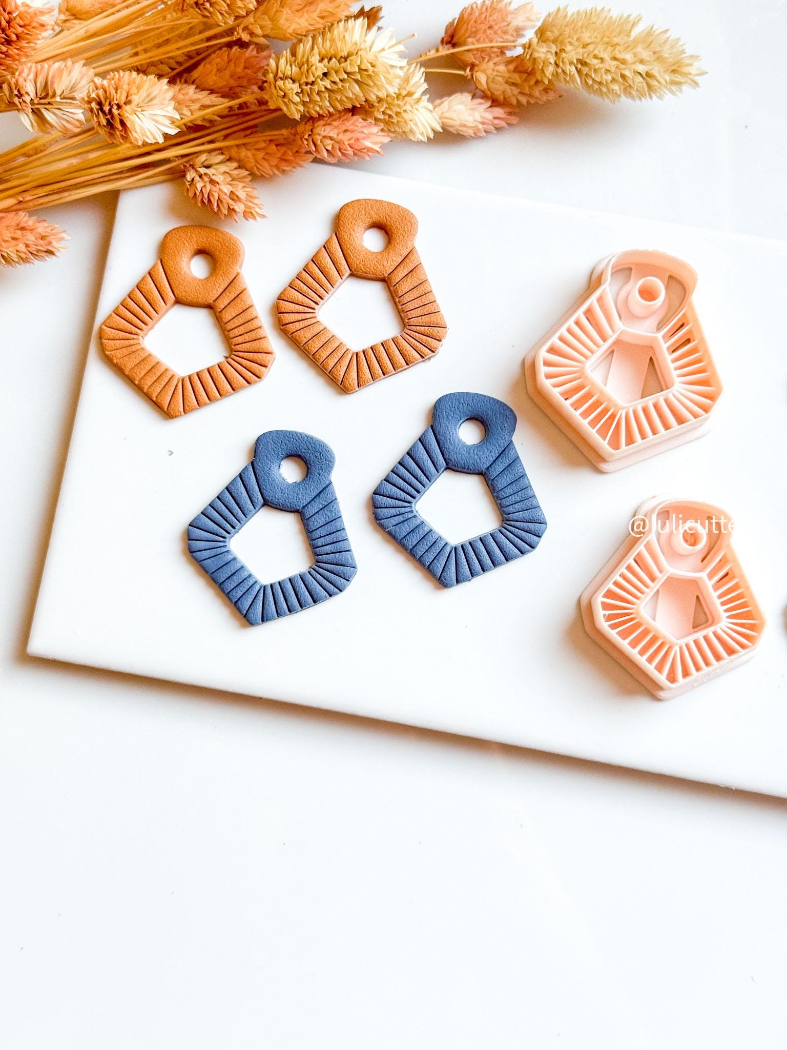 Geometric Fan Clay Cutter: Debossed Polymer Clay Earring Mold