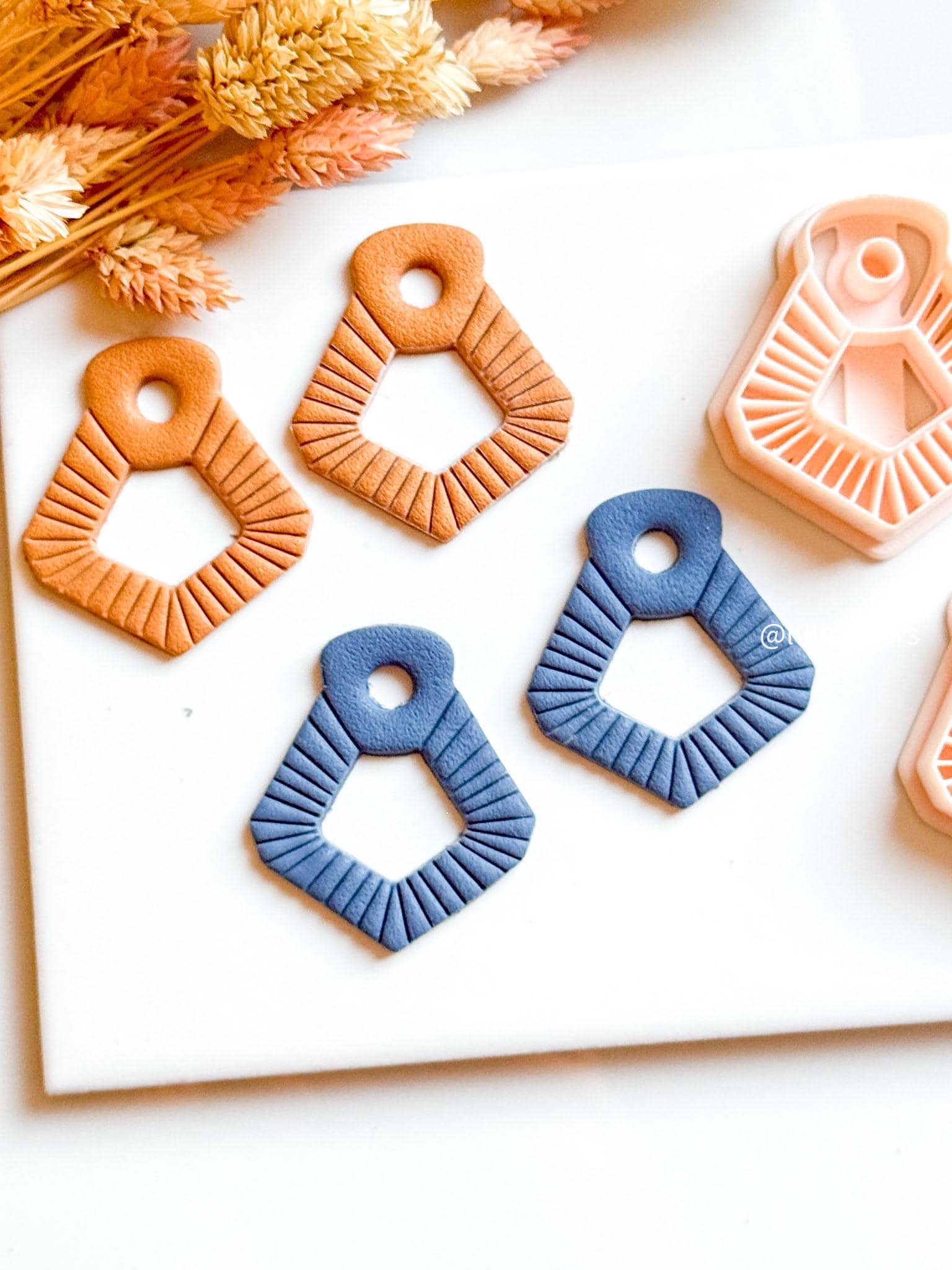 Geometric Fan Clay Cutter: Debossed Polymer Clay Earring Mold
