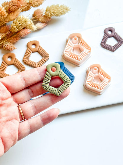 Geometric Fan Clay Cutter: Debossed Polymer Clay Earring Mold