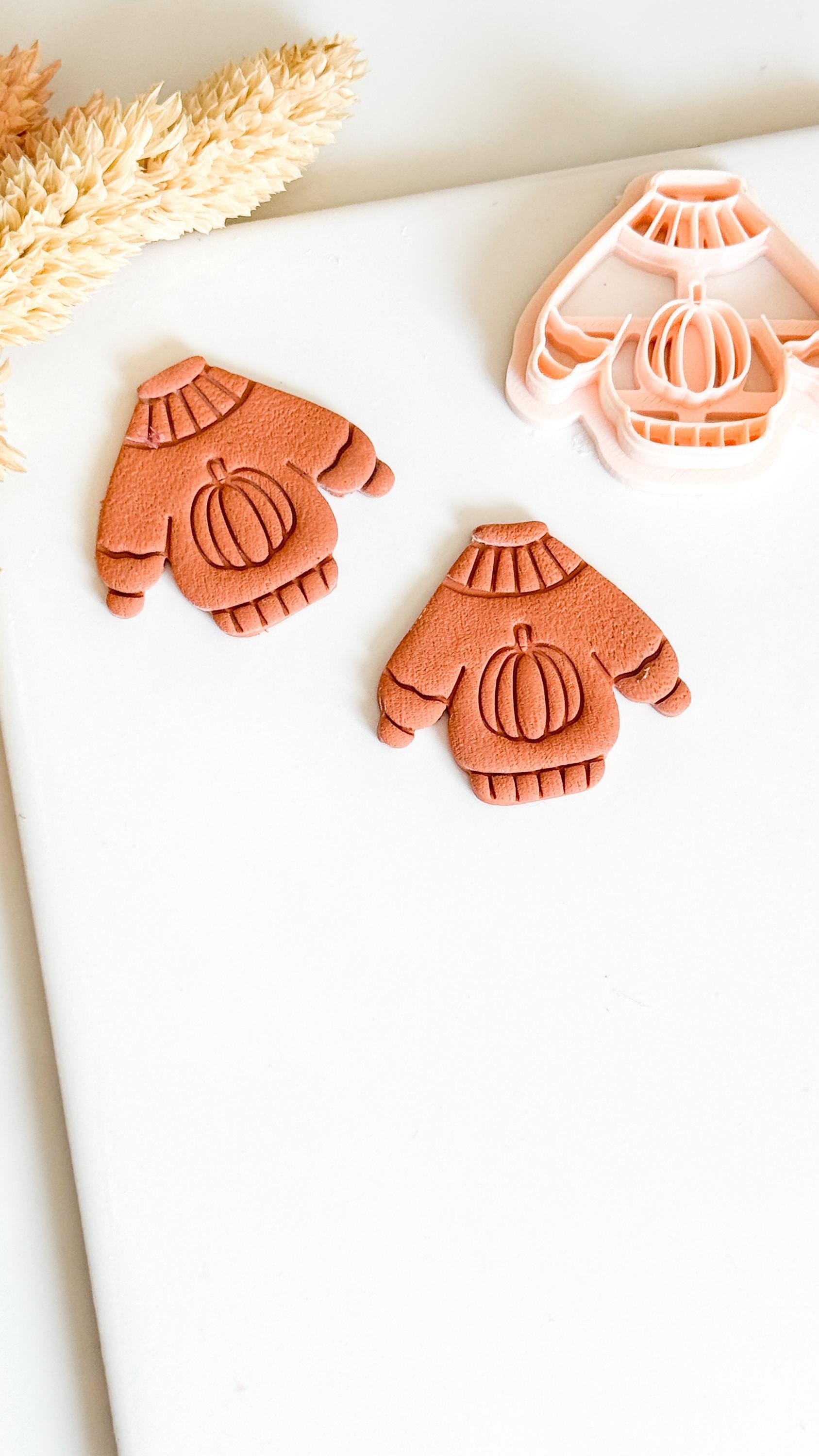 Pumpkin Sweater Cutter Cozy Fall Polymer Clay Mold for Earrings & Charms 2545 mm Sizes