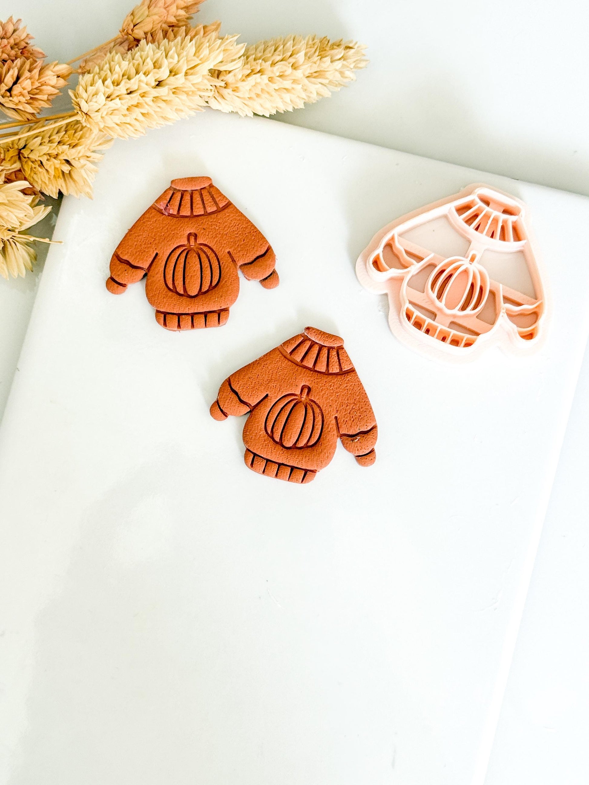 Pumpkin Sweater Cutter Cozy Fall Polymer Clay Mold for Earrings & Charms 2545 mm Sizes