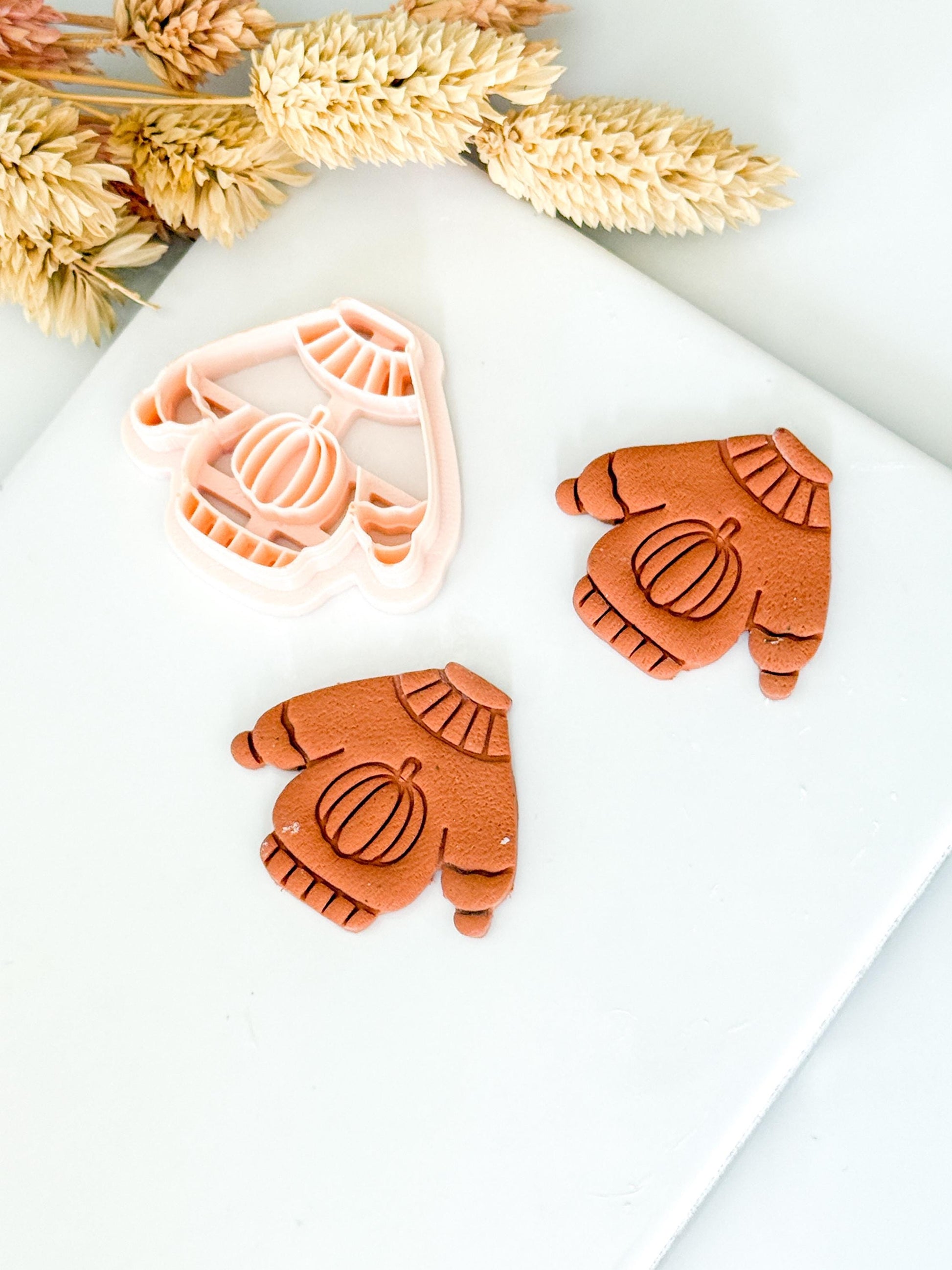Pumpkin Sweater Cutter Cozy Fall Polymer Clay Mold for Earrings & Charms 2545 mm Sizes
