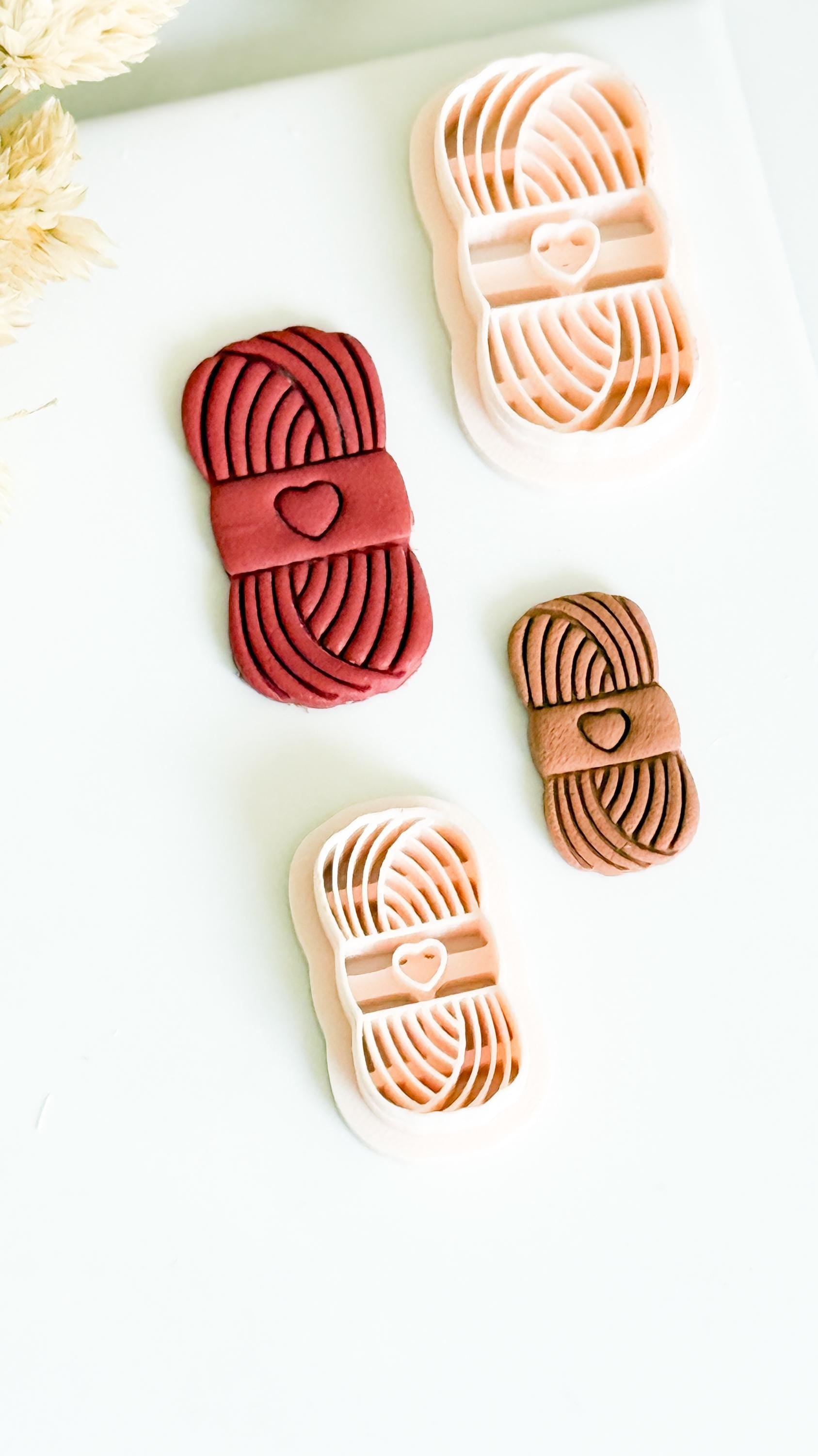 Yarn Ball Clay Cutters with Heart: Knitting & Crochet Jewelry Making