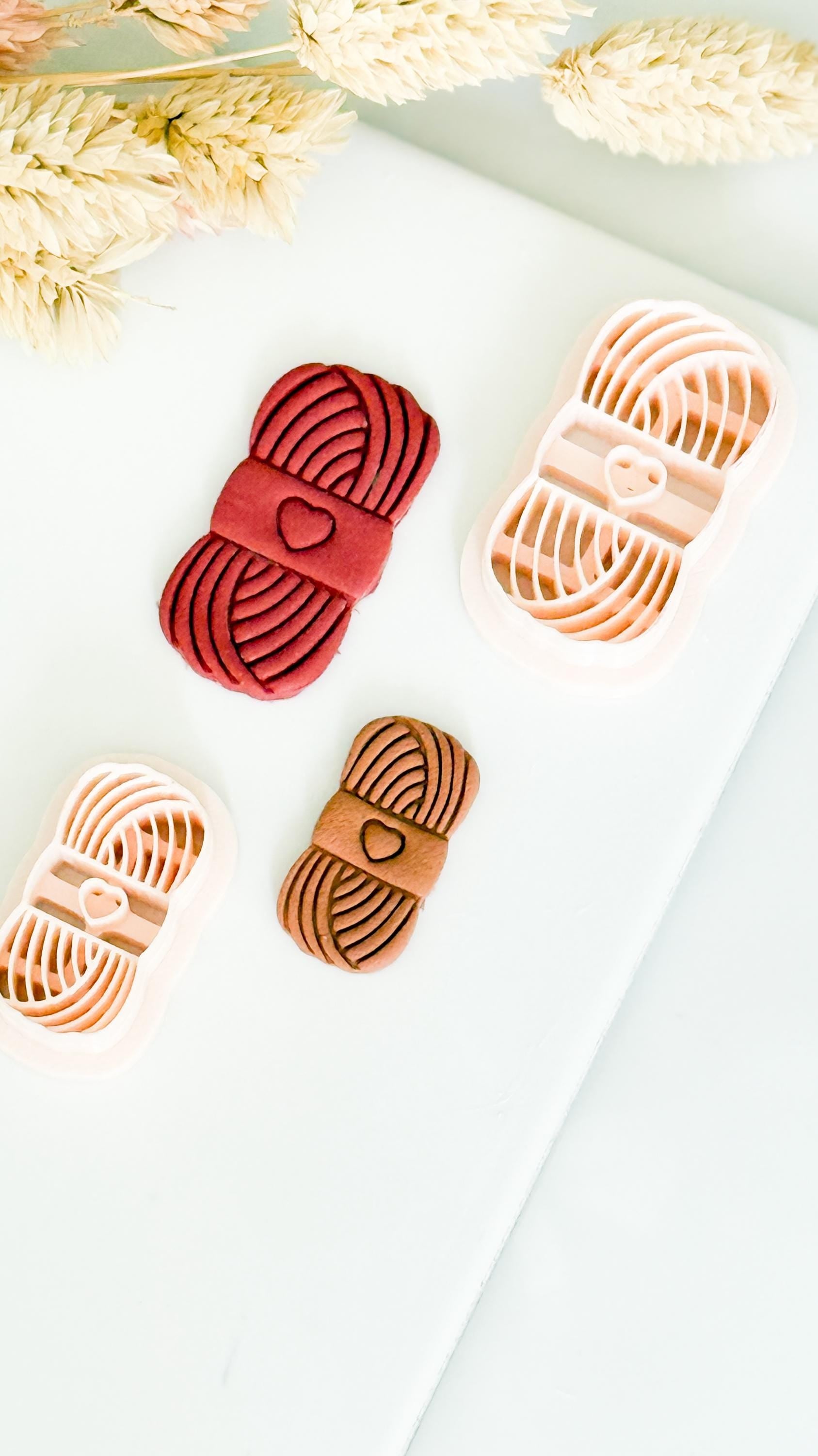 Yarn Ball Clay Cutters with Heart: Knitting & Crochet Jewelry Making