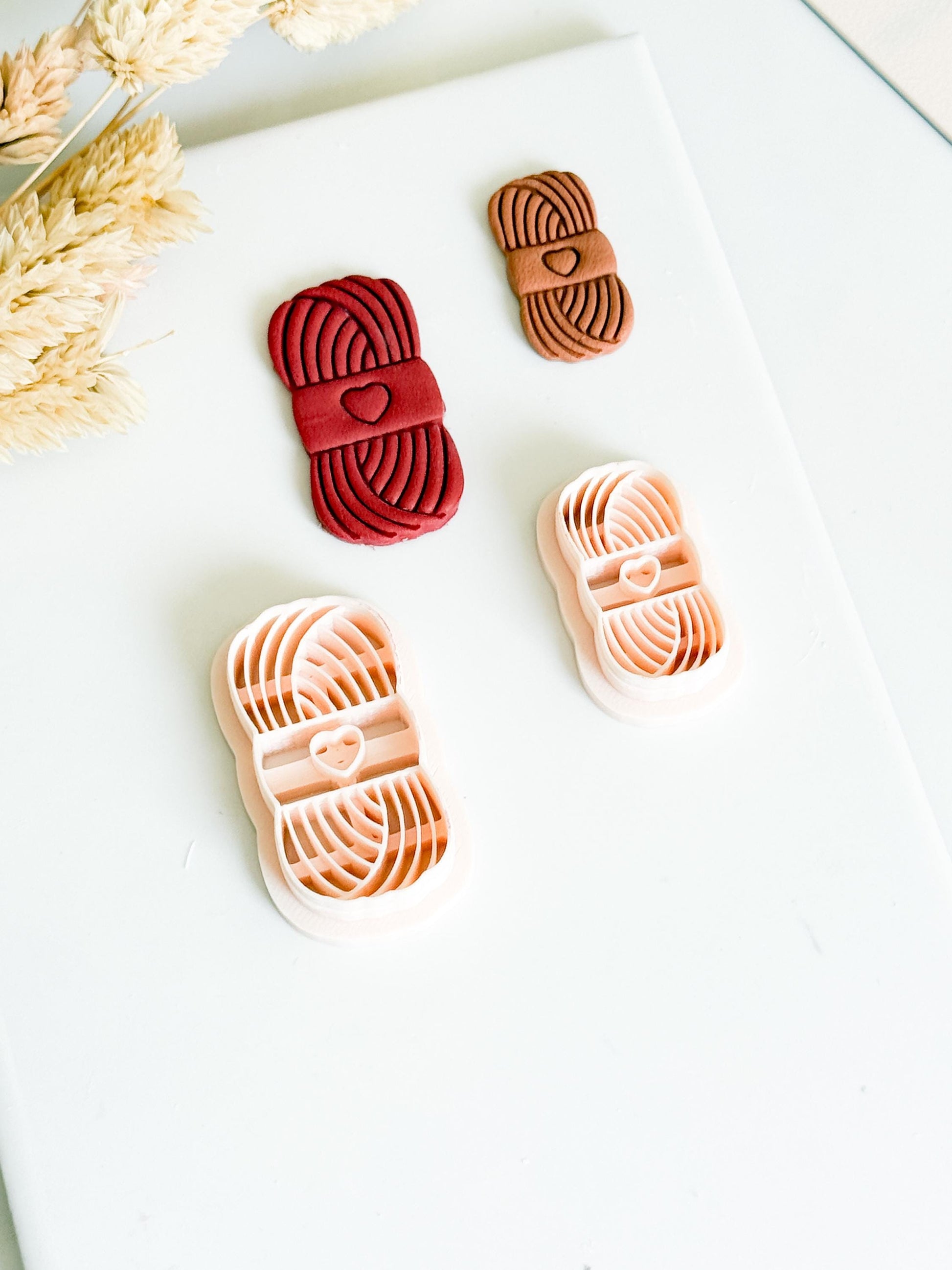 Yarn Ball Clay Cutters with Heart: Knitting & Crochet Jewelry Making