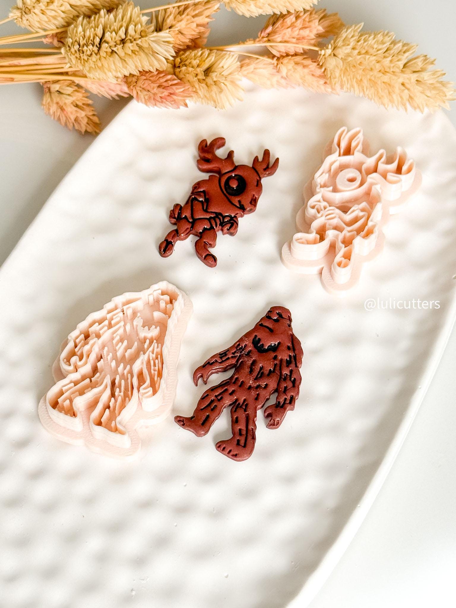 Bigfoot & Wolpertinger Clay Cutters: Halloween Cryptid Earring Jewelry Making