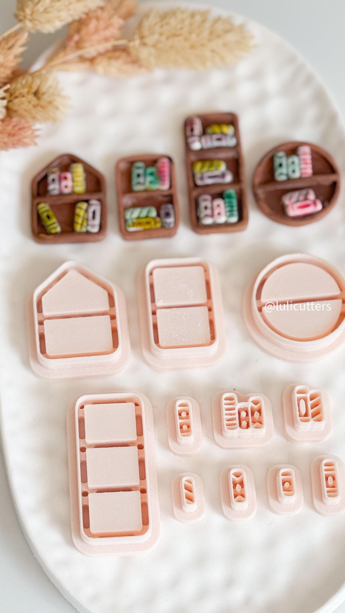 Geometric Bookshelf Clay Cutter Set: Polymer Clay Jewelry Molds