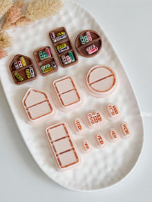 Geometric Bookshelf Clay Cutter Set: Polymer Clay Jewelry Molds