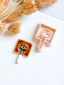 Pumpkin Popsicle Clay Cutter: Halloween Jack-o'-Lantern Earring Mold