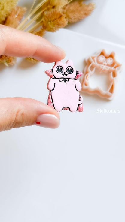 Vampire Cat Clay Cutter: Halloween Kitty Earring Mold - Gothic Jewelry