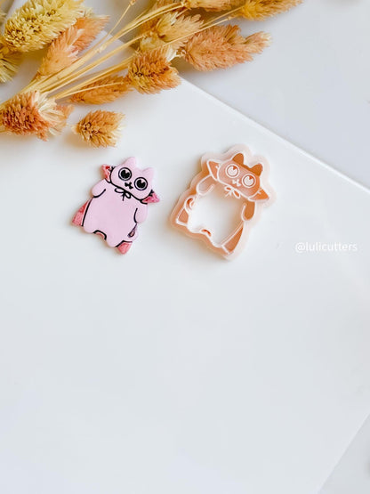 Vampire Cat Clay Cutter: Halloween Kitty Earring Mold - Gothic Jewelry