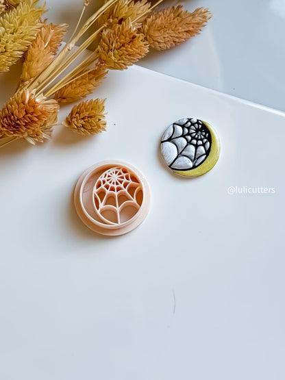 Spiderweb Moon Circle Clay Cutter: Halloween Earring & Jewelry Tool