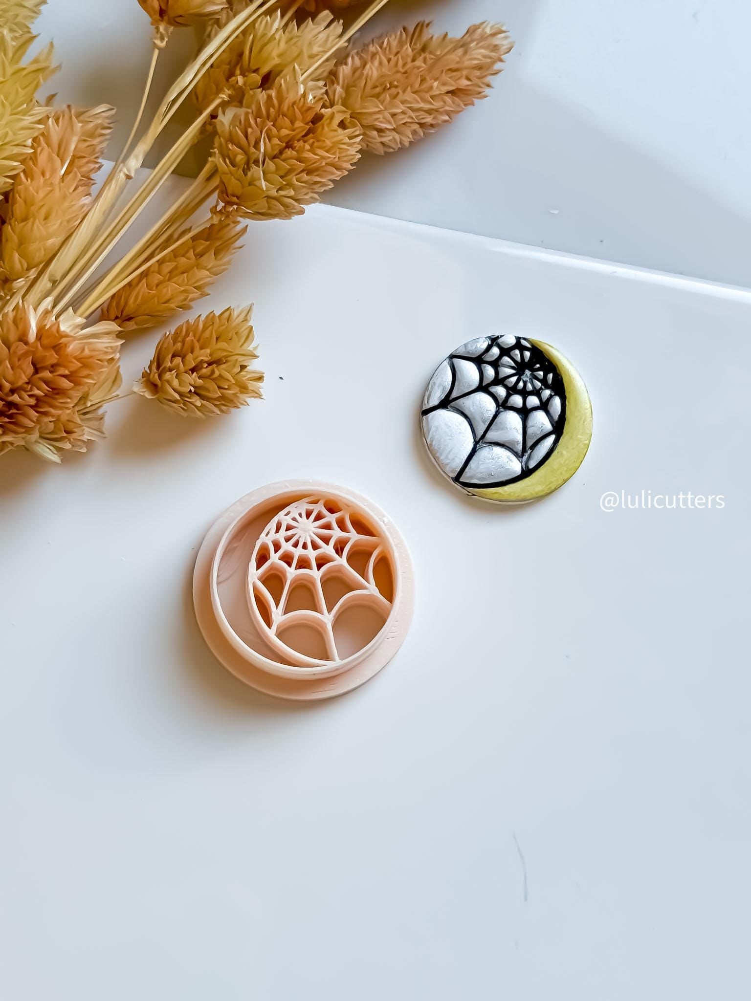 Spiderweb Moon Circle Clay Cutter: Halloween Earring & Jewelry Tool