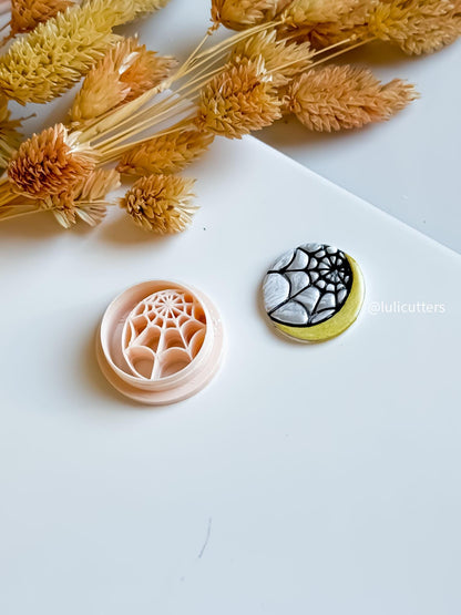 Spiderweb Moon Circle Clay Cutter: Halloween Earring & Jewelry Tool