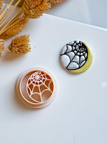 Spiderweb Moon Circle Clay Cutter: Halloween Earring & Jewelry Tool