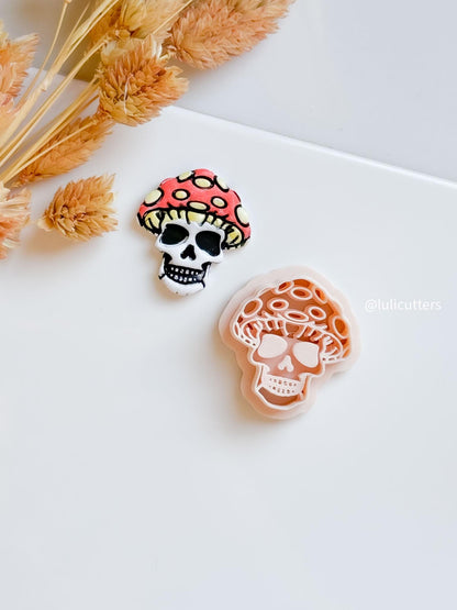 Mushroom Skull Clay Cutter: Spooky Goth Jewelry Mold