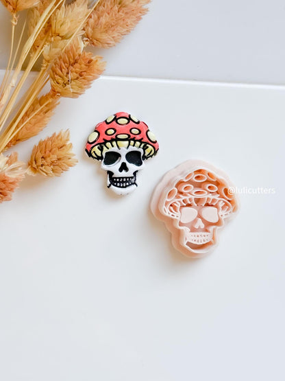 Mushroom Skull Clay Cutter: Spooky Goth Jewelry Mold