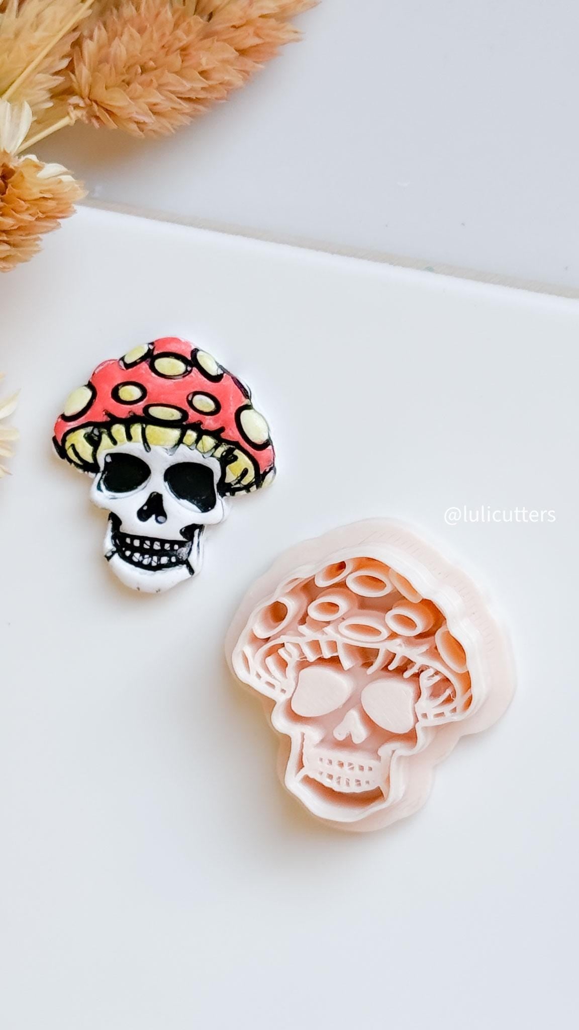 Mushroom Skull Clay Cutter: Spooky Goth Jewelry Mold