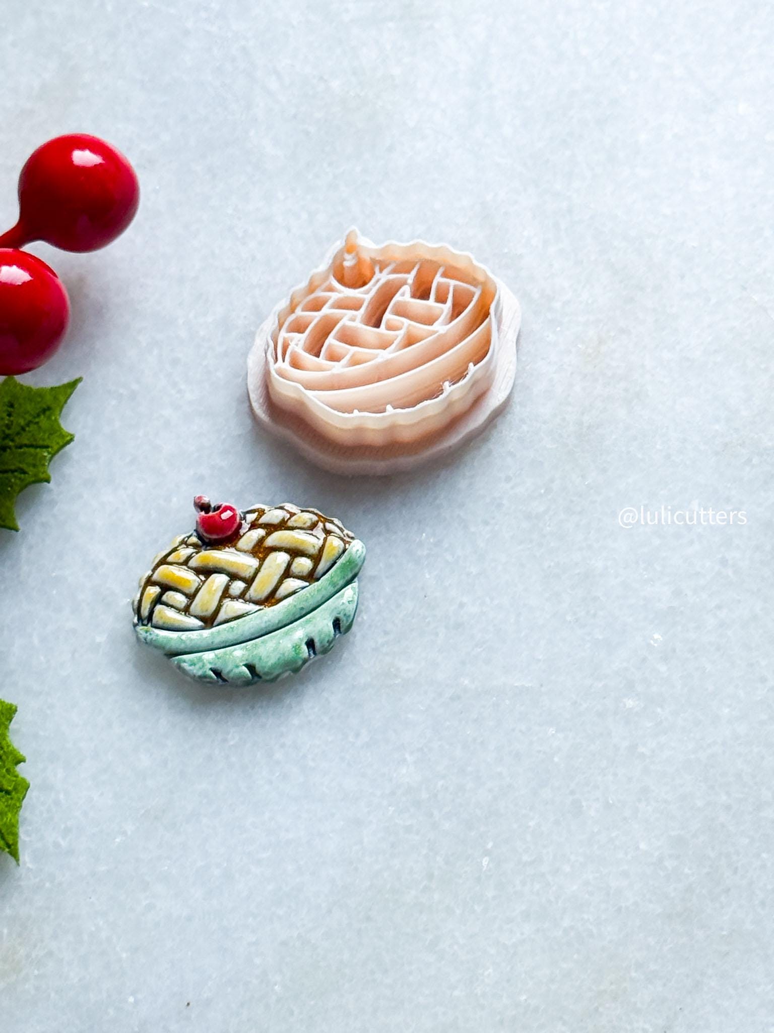 Thanksgiving Pie Polymer Clay Cutter: Lattice Crust Charm, Fall Jewelry