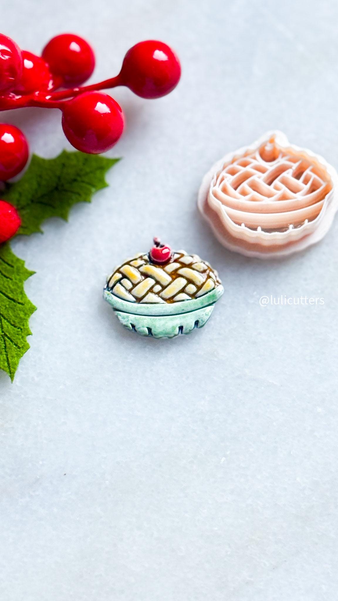 Thanksgiving Pie Polymer Clay Cutter: Lattice Crust Charm, Fall Jewelry