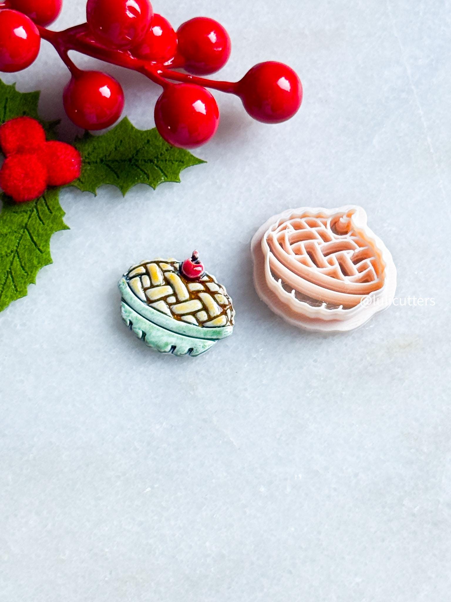 Thanksgiving Pie Polymer Clay Cutter: Lattice Crust Charm, Fall Jewelry