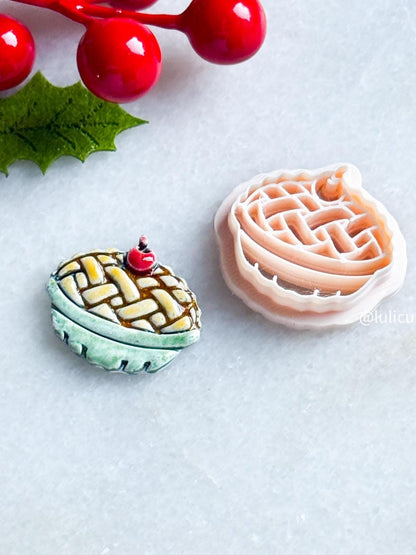 Thanksgiving Pie Polymer Clay Cutter: Lattice Crust Charm, Fall Jewelry