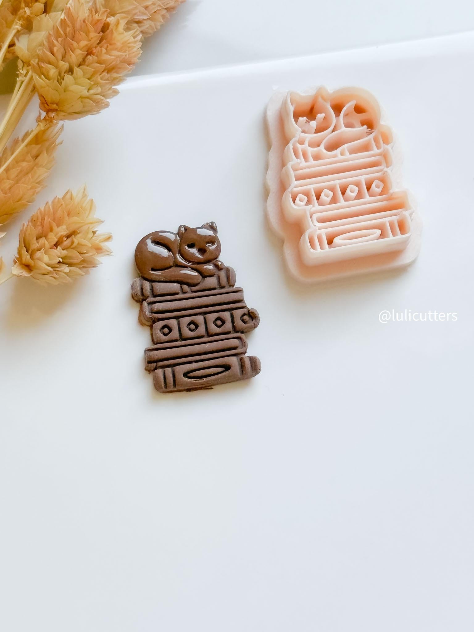 Cat on Books Clay Cutter: Diamond Spine Detail - Reader Jewelry