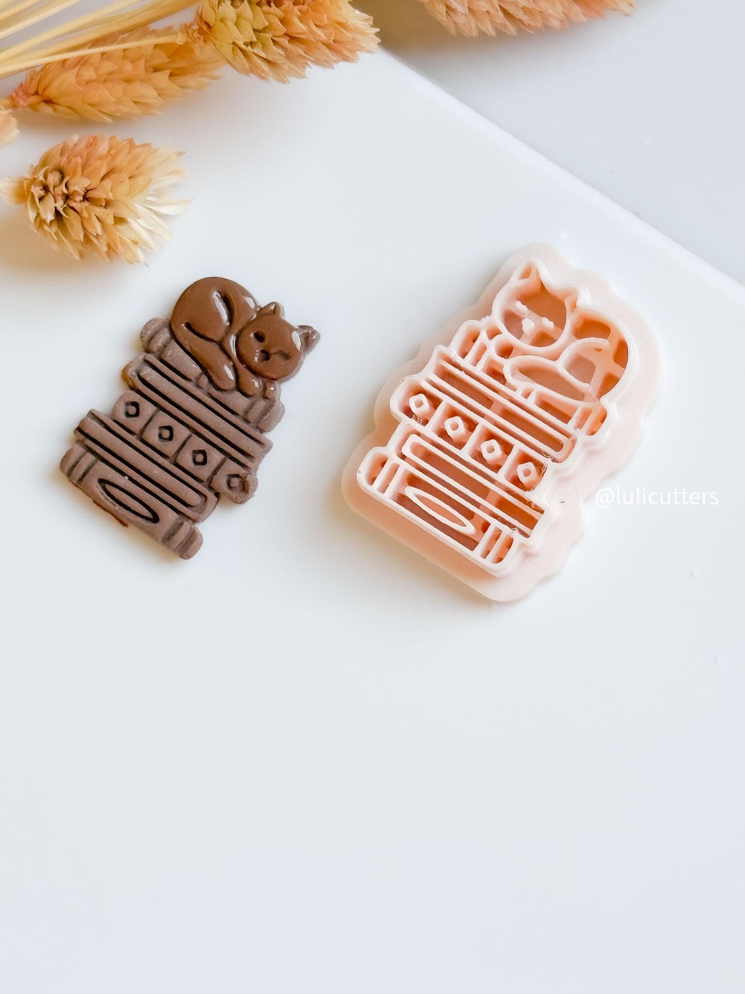 Cat on Books Clay Cutter: Diamond Spine Detail - Reader Jewelry