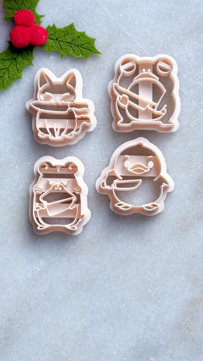 Animal with Knife Polymer Clay Cutters, Spooky Jewelry (25-45mm)